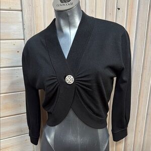 Tabitha Black Knit Shrug with V-Neck
